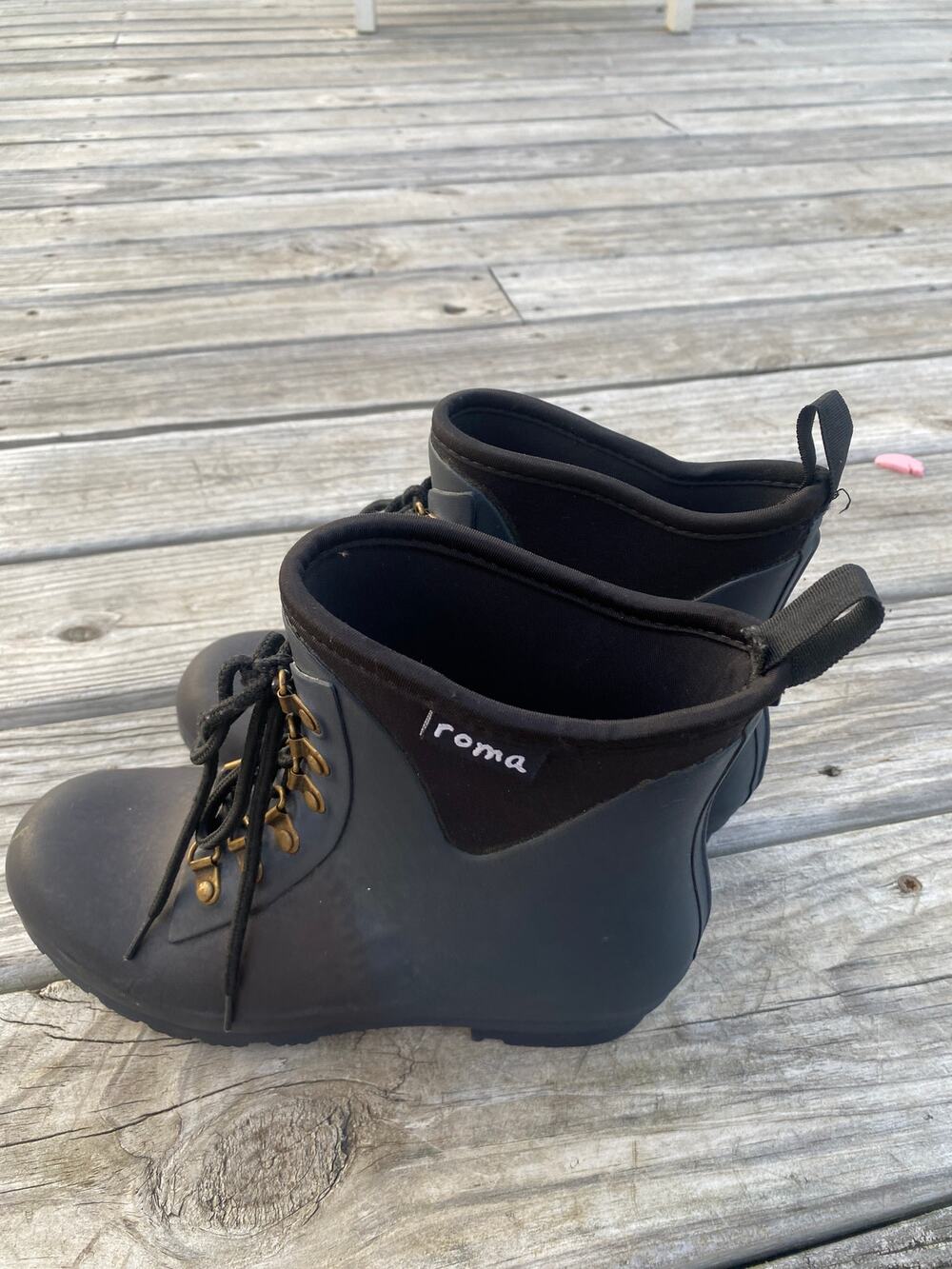 Roma Women's Lace Up Rain Chore Boots - Black - Size 7